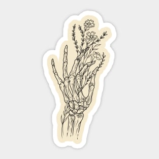 Skeleton Hand with Wildflowers Sticker